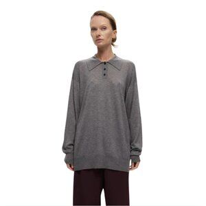 HARRIS TAPPER Long Sleeve Orwell Polo in Silk Wool EUC $399 S